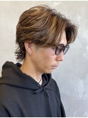 センターパートメンズパーマニュアンスパーマフェザーパーマ調布