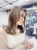 くびれヘア/前髪なし/透明感/韓国風/小顔カット/外はね