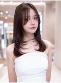 レイヤーカットくびれレイヤー顔周りレイヤー韓国ヘア小顔