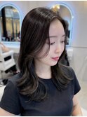 (韓国風/くびれヘア/縮毛矯正/前髪/韓国レイヤー/小顔)