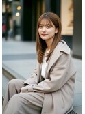 ミディアム20代30代ストレートレイヤー前髪なし前髪あり越谷