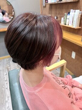 ヘアーサロン アトリエ(Hair salon ATORIE) くびれショートボブフェイスフレーミングカラーピンク