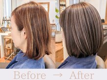 ヘアスタジオルース(HAIR STUDIO LUZ)の雰囲気（白髪ぼかしハイライトは繊細さが命！白髪に合わせmm単位で施術。）