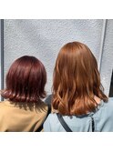 くすみピンク、オレンジベージュ