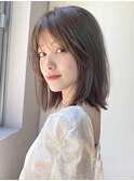 黒髪 ボブルフ ネビージュ 小顔 ワンレン 顔周りレイヤー