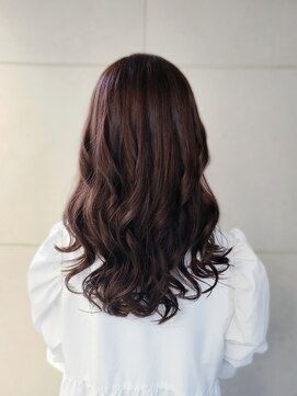 ヘアーデザイン ミヤビ 広尾(HAIR DESIGN MIYABI) 艶々韓国風ロングウェーブ×ブラウンベースピンクカラー