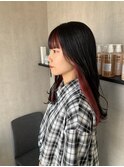 フェイスフレーミング　インナーカラー　チェリーレッド　ワイン