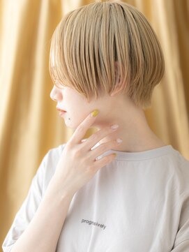 カバーヘア ブリス 志木南口駅前店(COVER HAIR bliss) 金髪ブリーチカラー艶感コンパクトショートTd3志木10代20代30代