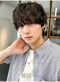 無造作質感◆黒髪ショートシャドウパーマ/韓国風30代