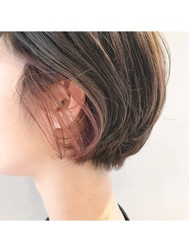 フェンヘアーアイス 中目黒(Fen.hair ici) ショートボブ　デザインカラー　ポイントカラー　ベビーピンク