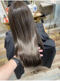 大人可愛いココアベージュグレージュカラーボブウルフ黒髪我孫子