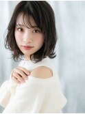 大人可愛いアッシュブラック外ハネボブウルフn古河20代30代40代