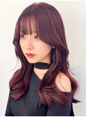 韓国レイヤーカットボルドーカラーオルチャンヘアヨシンモリ