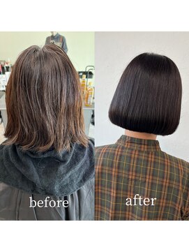 ガルボヘアー 桟橋店(garbo hair) ボブ ダークチョコレートカラー 透明感 暗髪 艶髪