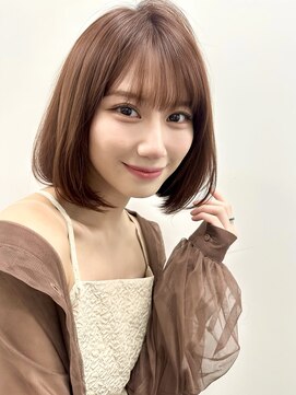 バイオレットジェム(Violet`jem) 大人可愛い内巻きボブマロンベージュ艶カラー顔まわりKA-102