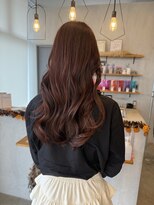 シェル 津山の手店(shel) ピンクブラウン巻き髪レイヤーカット