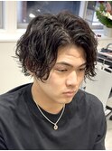 センターパートウルフ×波巻きパーマ【八王子】
