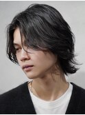 原宿メンズボブメンズミディアムセンターパートニュアンスパーマ