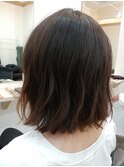 大人雰囲気フラッフィーボブ立体感・透明感ブリーチなしカラー