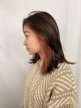 リノショアーズ ショウナン 辻堂店(RinoShores SHONAN) イメチェン前髪外ハネ大人可愛いインナーピンク×ベージュカラー