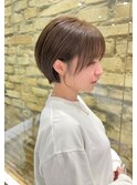 丸みショート×ミントベージュ