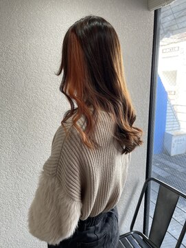 アジールヘア 所沢プロペ通り店(agir hair) イヤリングオレンジベージュロング所沢新所沢