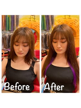 エクステ美容室 セクション 横浜石川町(SECTION) エクステでインナーカラーでロングにする。