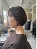 大人可愛い◎イメチェン似合わせカットフルバングレッドブラウン