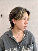 大人男性メンズカットニュアンスセンターパートハイライト