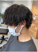 波巻きパーマメンズパーマメンズヘアツーブロックツイストパーマ