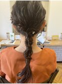 ヘアセット お呼ばれへア 編み下ろし 三つ編み ローポニー 美髪
