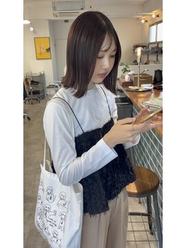 ラボ(LABO) 切りっぱなしボブ×縮毛矯正×ピンクブラウン　20代30代40代