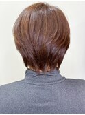 20代30代大人可愛いハイライト艶感モカブラウン大人ショート