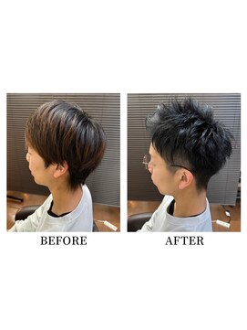 ヘアーメイク クーラ 行橋店(Hair make CURA) アップバングショート【ツーブロック刈り上げ黒髪短髪】