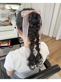 編み下ろしツインポニー