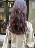 【三ツ井純】ピンクブラウンカラー ロングパーマ ほつれカール