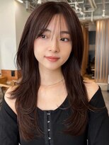 ノイカーム(noi Calm) 顔周りレイヤーカットくびれヘアミルクティーベージュカラー