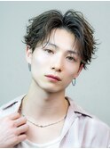 ビジネスメンズショートリクルート七三かき上げヘアツーブロック