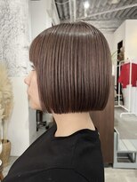 カーフ アオゾラヘアー 光の森2号店(calf AOZORA HAIR) ミニボブ ブラウンベージュ ナチュラルボブ スタイリング簡単