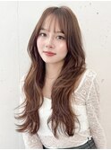 ★デジタルパーマ韓国風レイヤーミルクティーブロンドセミロング
