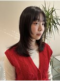 小顔前髪顔周りレイヤー×グレージュカラー デザインカラー