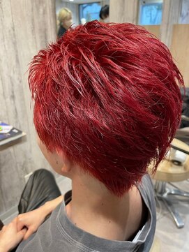 エヌアンドエー せんげん台店(N&A) メンズ 大胆ヘアカラー 赤系カラー ブリーチオンカラー