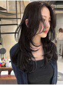 韓国ヘアーハッシュカットレイヤーカットグレージュブリーチ無し