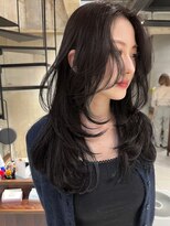 サイン 表参道(SIGN) 韓国ヘアーハッシュカットレイヤーカットグレージュブリーチ無し