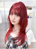 ロング美髪顔周りレイヤー韓国ヘアおくれ毛_F0263