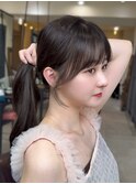 美髪レイヤーカット/顔まわりレイヤー/前髪/結んでも可愛い