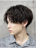 大人無造作パーマヘア