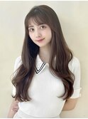 ロングヘア/流し前髪/くびれ巻き