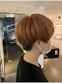 マッシュショート×オレンジベージュ