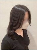 レイヤーカットミルクティーベージュブリーチなしダブルカラー